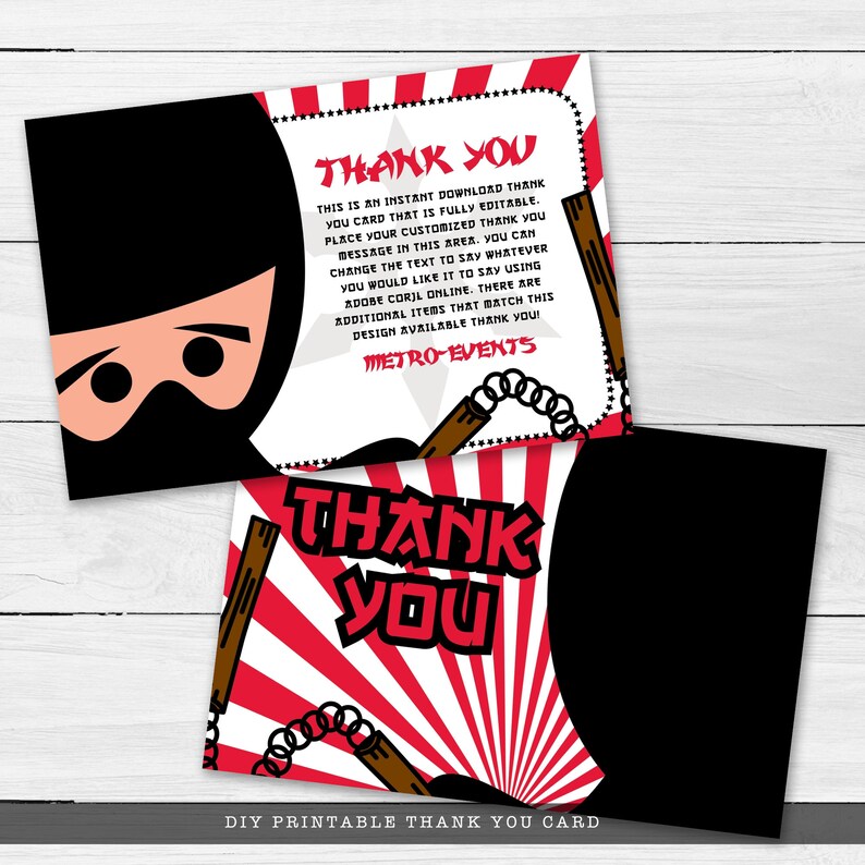 Ninja Thank You Cards, Thank You Card, Warrior Thank You Cards, Ninja Warrior Thank You Cards, Ninja Kid Thank You Cards, Thank You Notes image 3