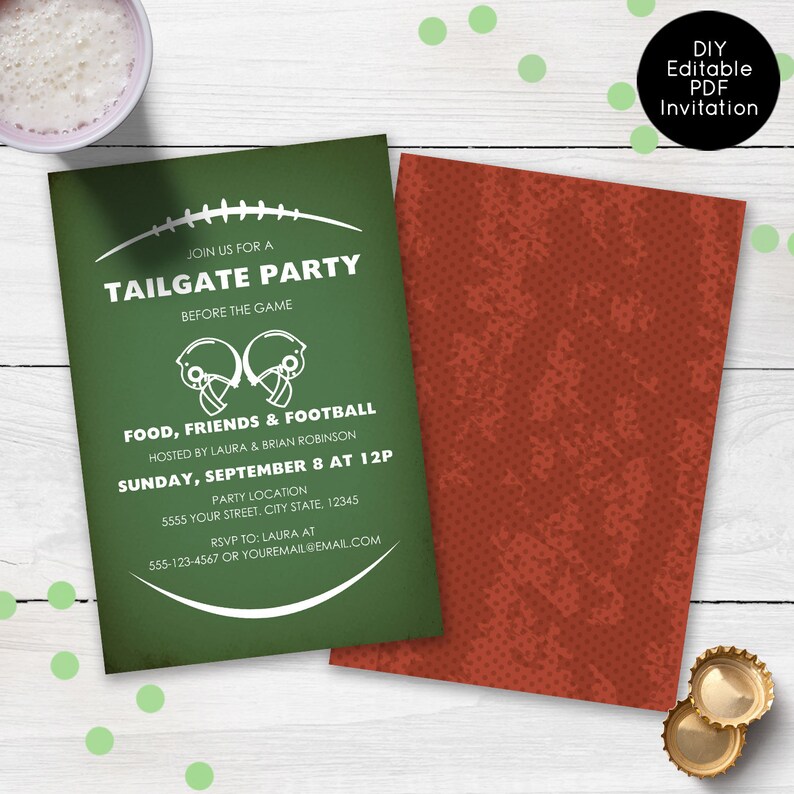 Tailgate Party Invitation Football Birthday Invite Adult Etsy