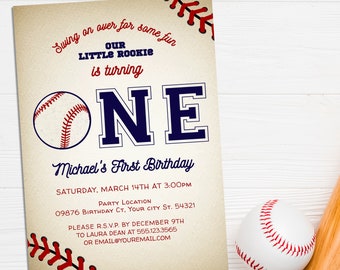 Baseball First Birthday Invitations, Editable Instant Download, Baseball Birthday Invitation, Birthday Invitations, Printable Invitations