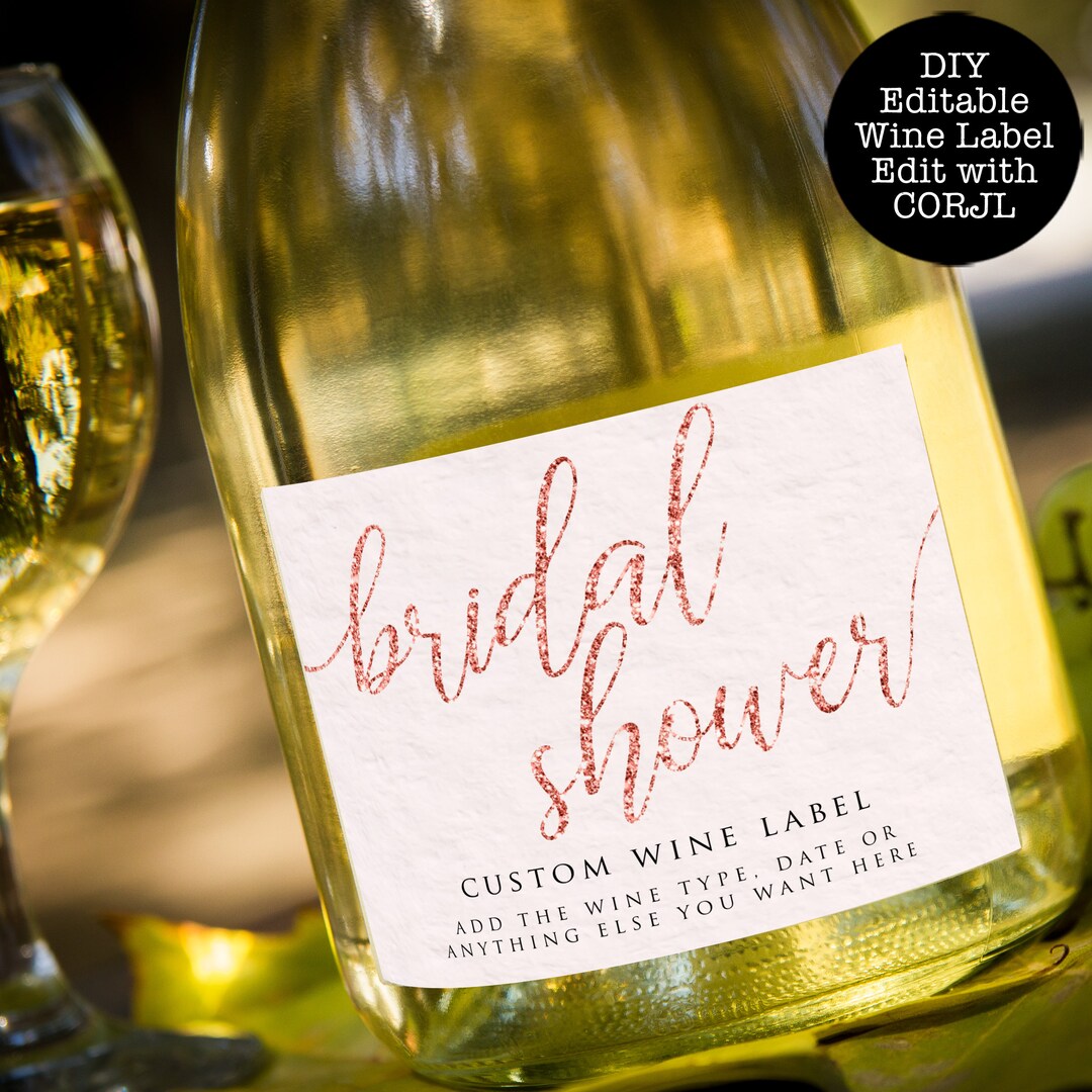 Printable Wine Label, Custom Wine Labels, Corjl Template, Blush Pink