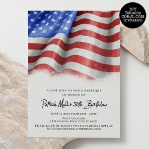 Military Retirement Party Invitations, American Flag Invites, Instant Download, Printable Invitations, Retirement Invites, Patriotic Invite