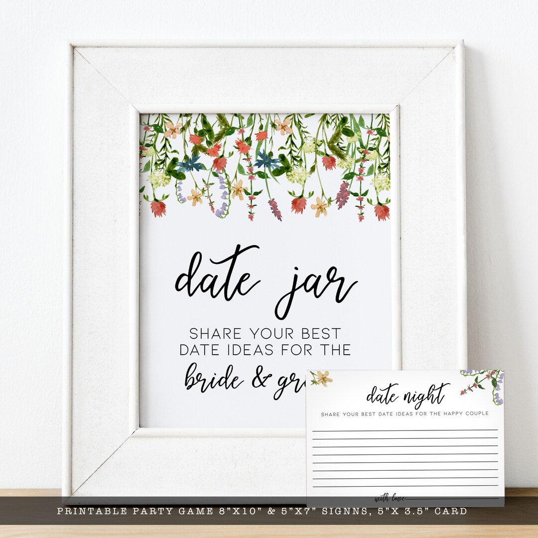 Bridal Shower Date Jar Game, Date Night Ideas, Wildflower Shower Games ...