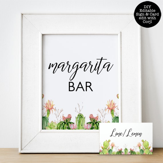 Cactus Themed Party Sign, Margarita Sign, Instant Download, Fiesta Signs, Adult Party Sign, Bar Signs, Party Decorations, Corjl Template Il_570xn