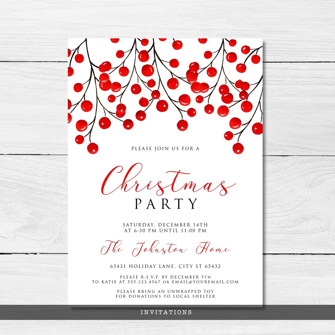 Christmas Invitations Printable Christmas Invitations Etsy
