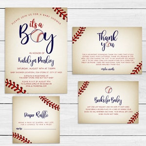 Vintage Baseball Baby Shower Invitation Bundle (Digital Download)