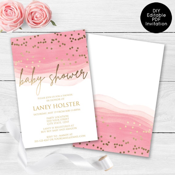 gold foil baby shower invitations