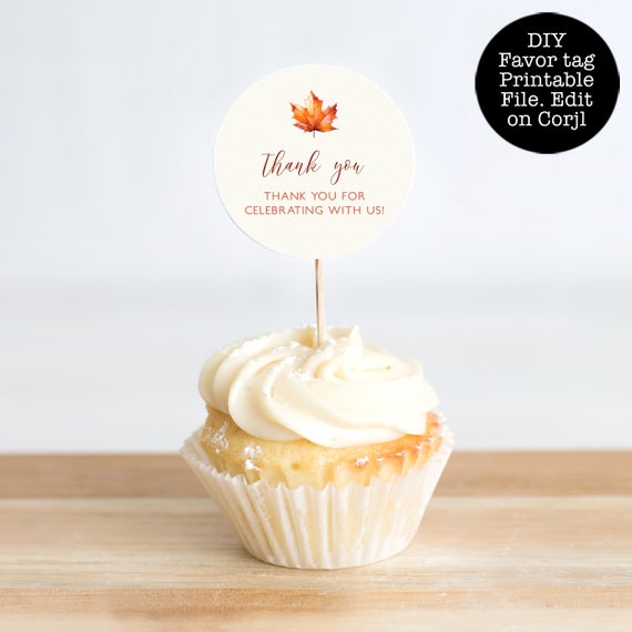 Fall Style Printable Thank You Tags, Thanksgiving Cupcake Toppers, Friendsgiving Gift Tags, Editable Favor Tags, Corjl Template, Favor Tags Il_570xn