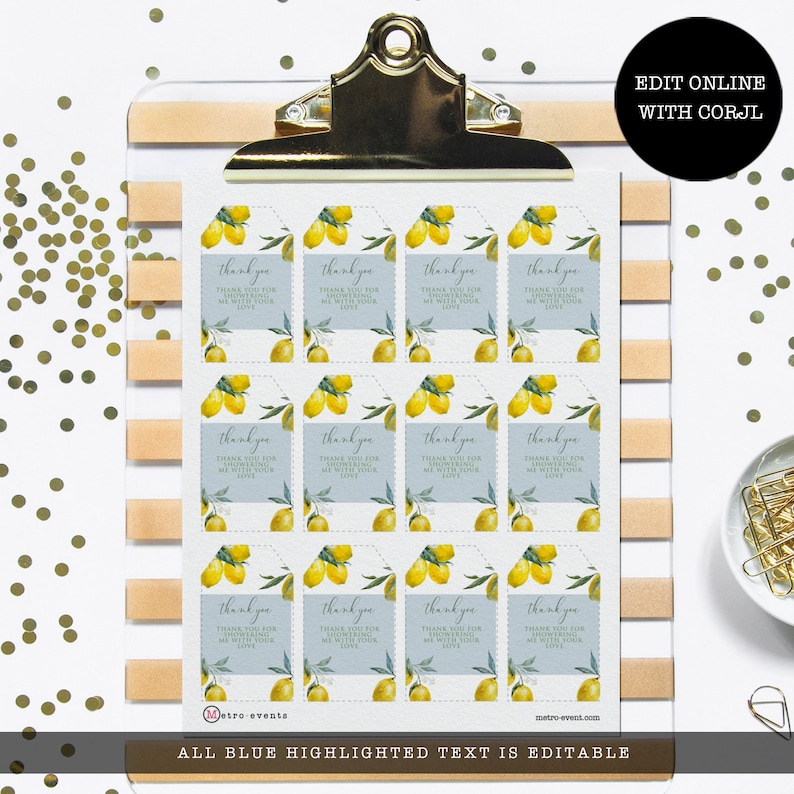 Lemon Favor Tag Lemon Gift Tags Printable Favor Tags Thank | Etsy