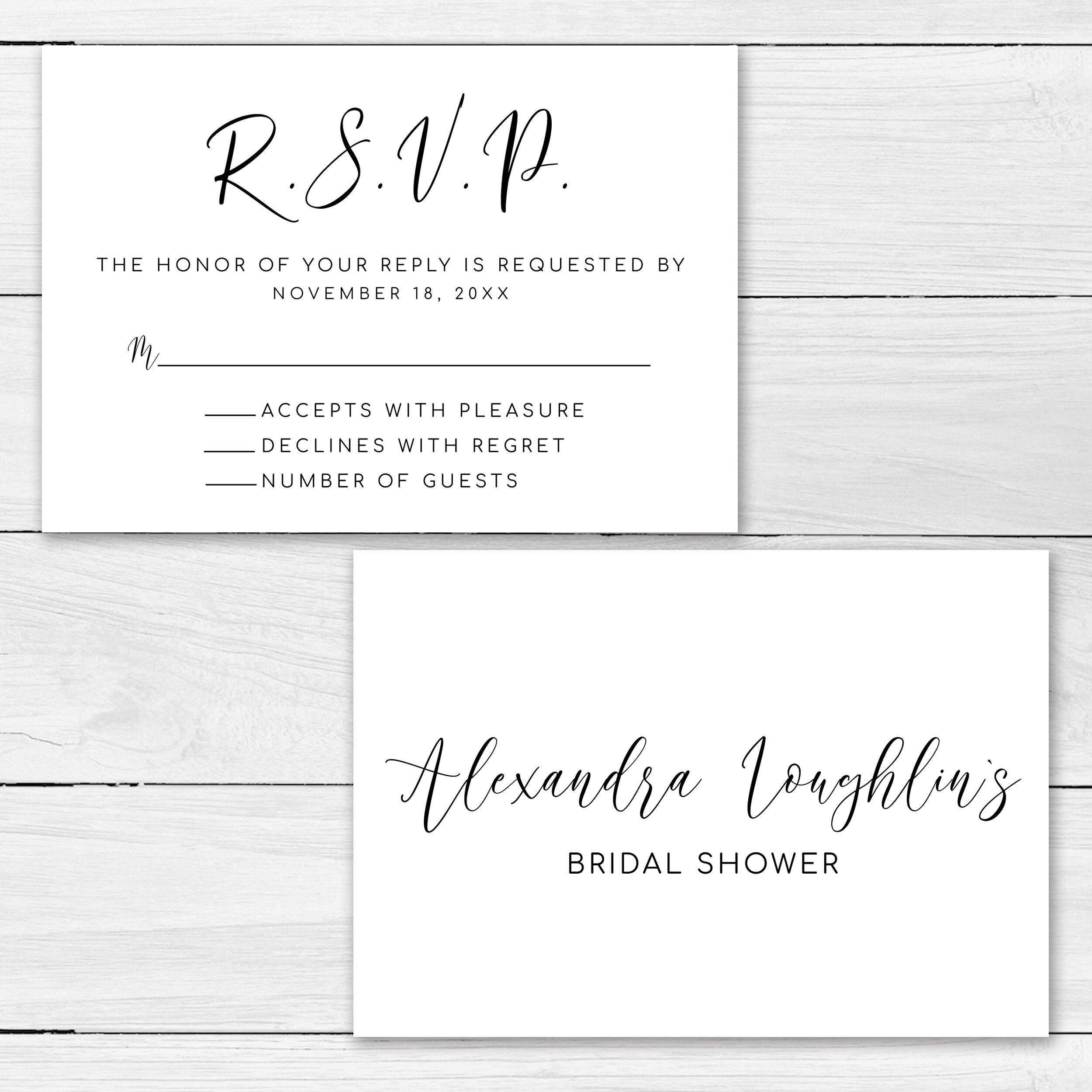Black and White RSVP card RSVP Card Template RSVP Card Etsy