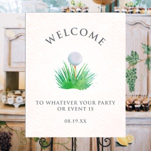 Golf Welcome Signs, Editable Party Signs, Instant Download, Golf Themed Signs, Printable Party Signs, Corjl Template, Golfing Welcome SIgns