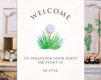 Golf Welcome Signs, Editable Party Signs, Instant Download, Golf Themed Signs, Printable Party Signs, Corjl Template, Golfing Welcome SIgns