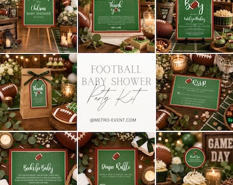 Football Baby Shower Bundle, Editable Football Baby Shower Decorations, Little MVP Baby Shower Package