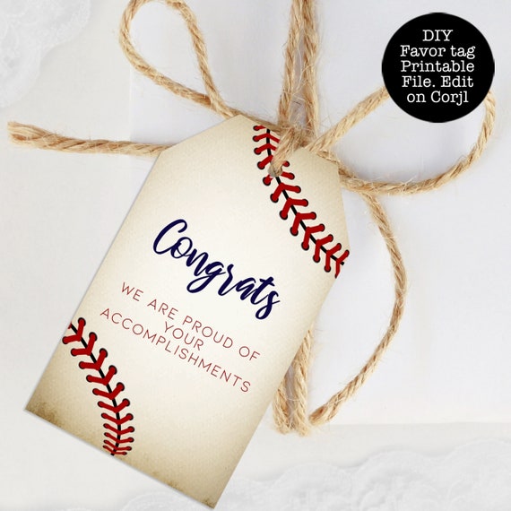 Vintage Baseball Themed Favor Tag, Baby Shower Gift Tags, Printable