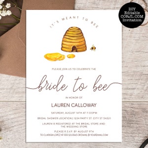 Bride to bee Bridal Shower Invitation, Spring bridal shower, Summer Bridal Shower, Printable Invitation, Bee Bridal Shower, Instant Download