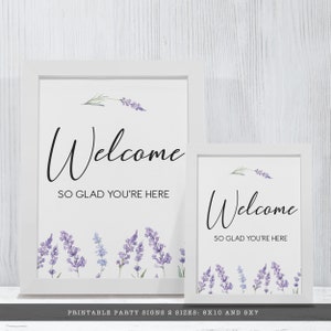 Purple Lavender Welcome Sign, Wedding Sign, Bridal Shower Sign, Printable Sign Instant Download, Country Lavender Welcome Sign, Floral Sign