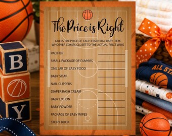 Basketball Baby Shower Price Is Right Game, Little MVP Baby Shower Activity, Guess the Baby Item Price Game, Sports Baby Shower