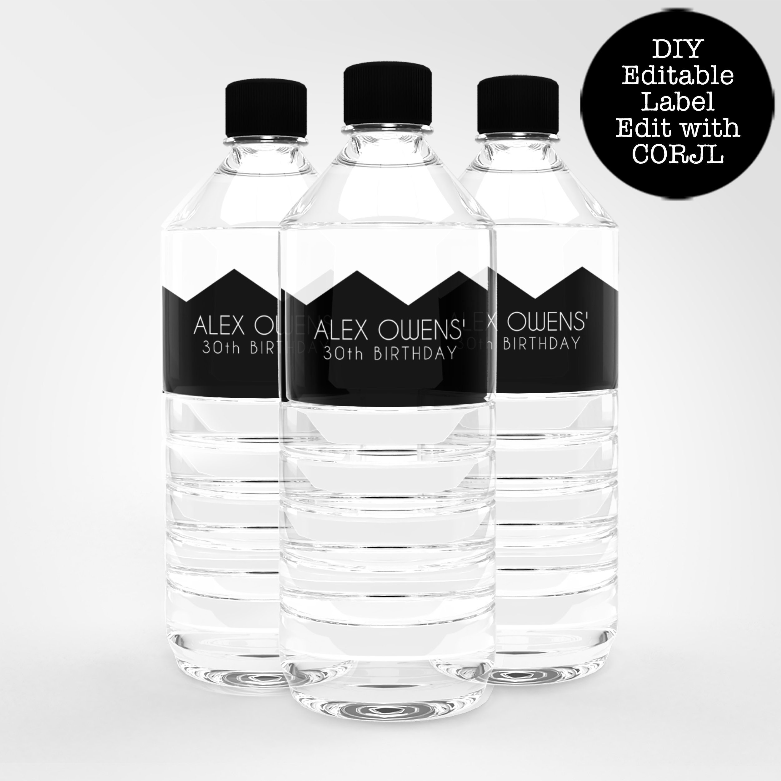 Black and White Water Bottle Labels Printable Drink Label - Etsy