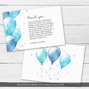 Oh Boy Baby Shower Invitations, Baby Boy Shower Invitation, Blue Balloon Invitation, Printable Invitation, Instant Download, Baby Boy Invite image 10