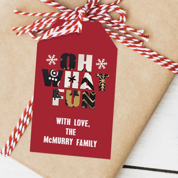 Oh What Fun Christmas Tags, Printable Favor Tags, Christmas Tag Template, Printable Gift Tags, Holiday Gift Tags, Custom Tags, Holiday Tags Il_570xn