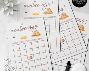 Juego de bingo de abejas nupciales: Actividad imprimible para baby shower (descarga inmediata)