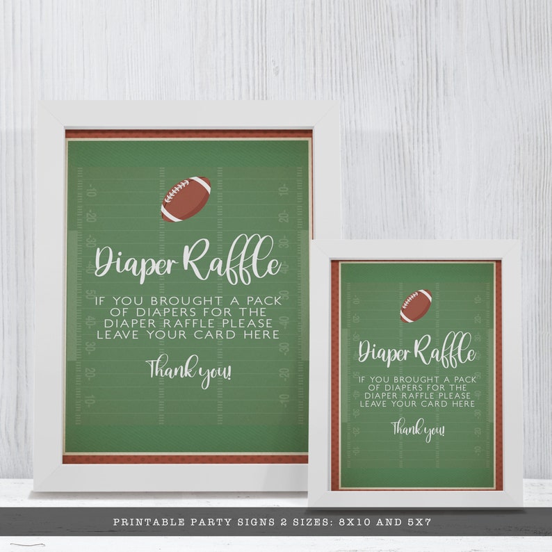 Football Diaper Raffle Sign, Football Baby Shower Signs, Instant Download, Baby Shower Signs, Baby Shower Raffle Sign, Printable Shower Sign image 3