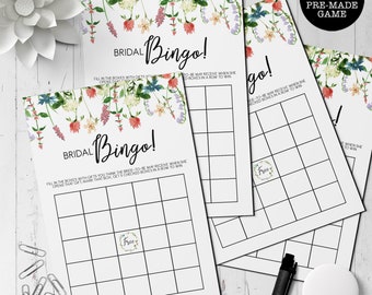 Bridal Shower Bingo, Boho Wildflower Bridal Shower Games, Floral Bridal Shower Games, Printable Bridal Shower Games, Instant Download