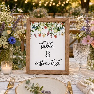 Modelo de Número de Mesa para Casamento com Flores Silvestres, Cartões de Mesa Florais Editáveis, Download Digital Corjl imagem 3