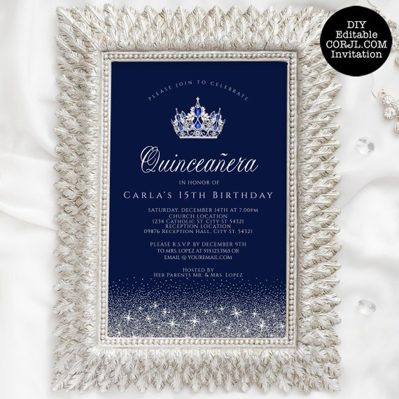 Quinceañera Invitation, Sapphire Blue Mis Quince Invitation, Acrylic Q –  World of Wedding Co.