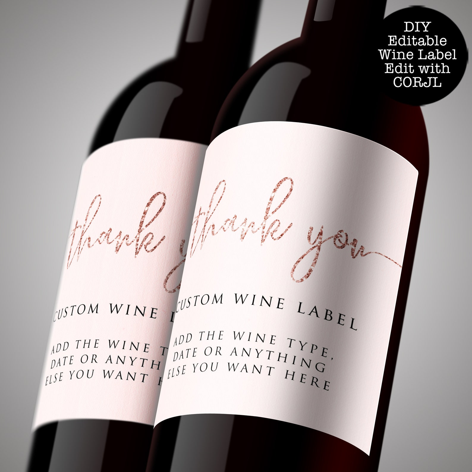 Blush Pink Printable Wine Label Custom Wine Labels Corjl Etsy