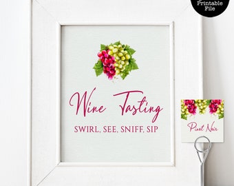Wine Tasting Sign, Wine Themed Party, Corjl Template, Wine Themed, Editable Sign, Instant Download, Printable Sign, Wine Tasting Party