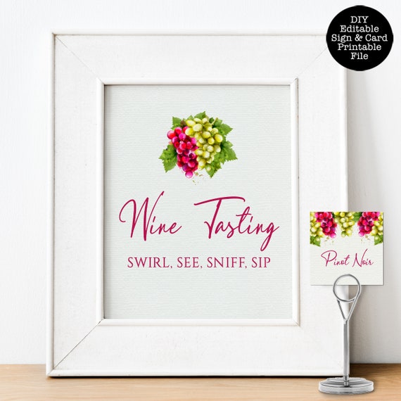 Wine Tasting Sign Wine Themed Party Corjl Template Wine | Etsy