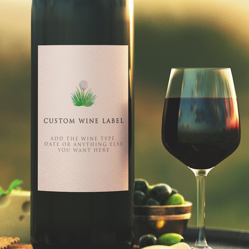 Golf Themed Wine Labels Printable Wine Label Custom Wine Etsy