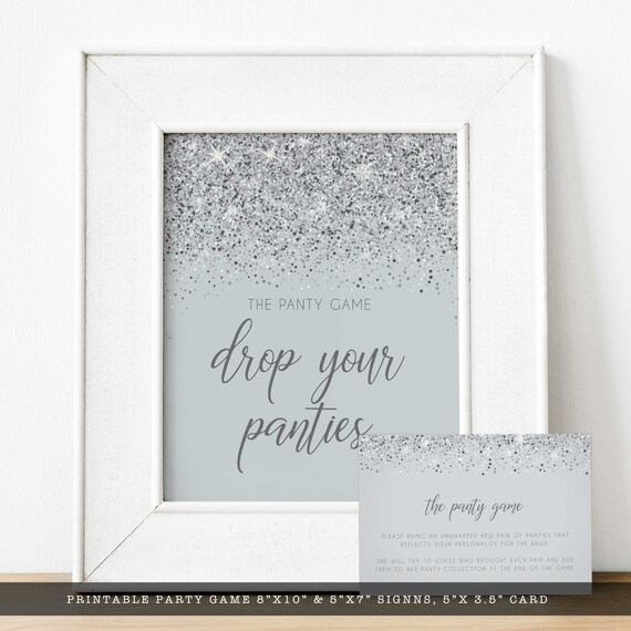Silver Glitter Drop Your Panties Bridal Shower Game, Glam Bridal Shower Game, Bridal Shower Activities, The Panty Game, Printable Files Il_570xn