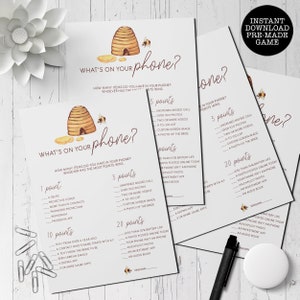 Bride to Bee Bridal Shower Game: What&#39;s On Your Phone (Printable Game)