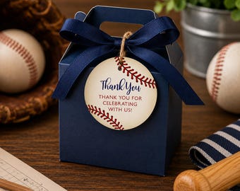 Baseball Favor Tags, Baseball Baby Shower Favor Tags, Round Thank You Tags, Sports Baby Shower Favor Tags, Printable Favor Tag Template