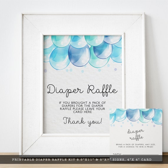 Diaper Raffle Sign, Blue Balloon Signs, Instant Download, Baby Shower Signs, Baby Shower Raffle Sign, Printable Shower Sign, Boy Baby Shower Il_570xn