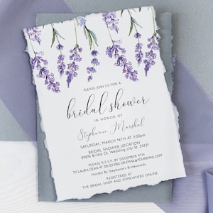 Country Lavender Bridal Shower Invitations, Purple Floral Bridal Shower Invitations, Shower invitation with Lavender, Printable Invitation