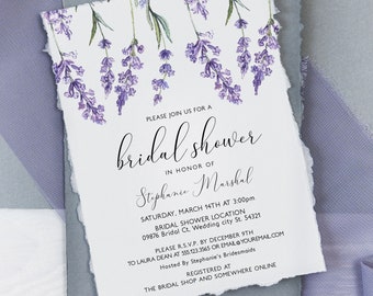 Country Lavender Bridal Shower Invitations, Purple Floral Bridal Shower Invitations, Shower invitation with Lavender, Printable Invitation