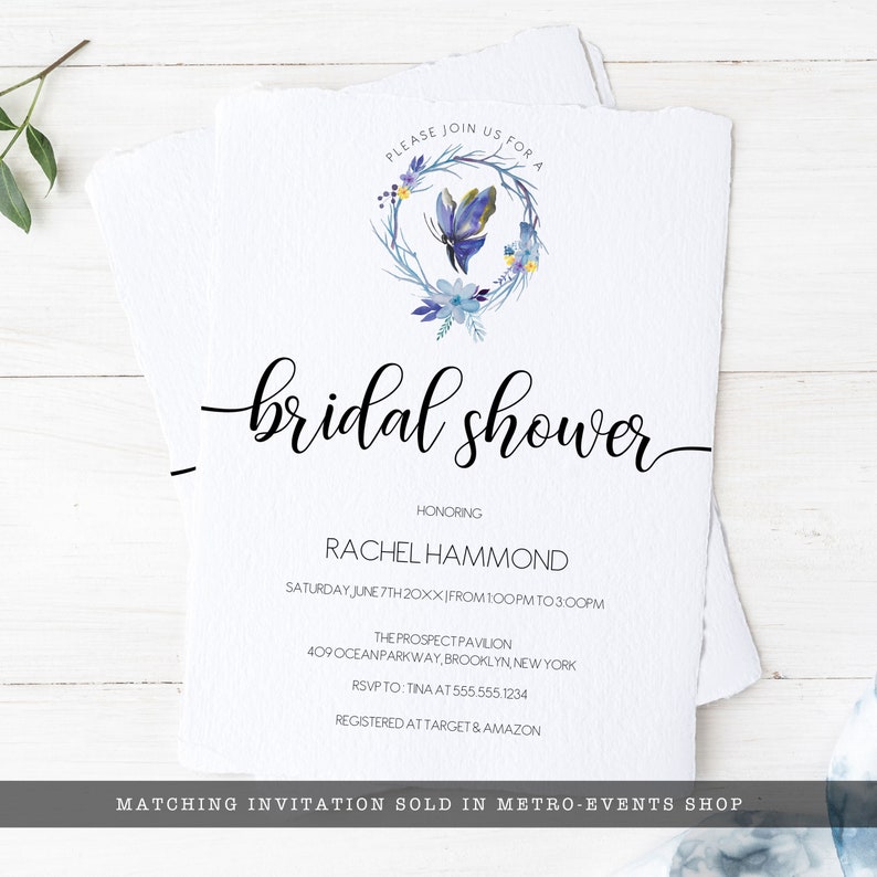 Butterfly Recipe Card Blue Butterfly Recipe Cards Corjl Etsy