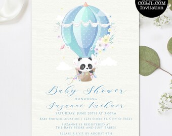 Baby Boy Baby Shower Invitations, Panda Baby Shower Invitation, Panda Invitation, Printable Invitation, Invitation Template, Editable Invite