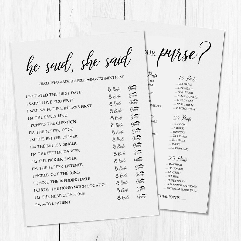 Printable Bridal Shower Games Black and White Bridal Shower Etsy