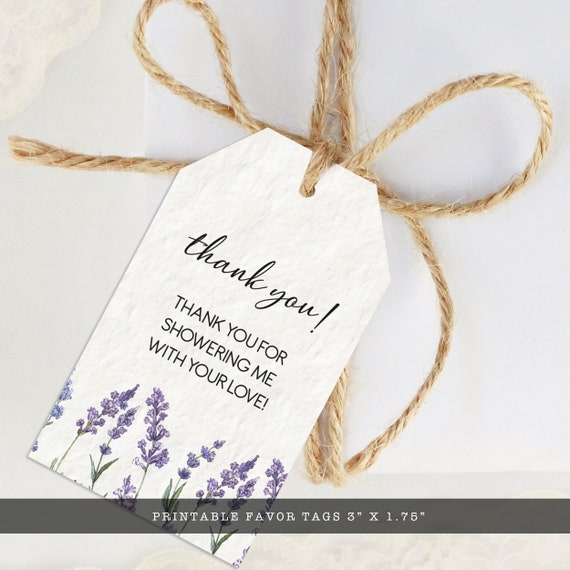 Printable Lavender Favor Tag | Purple Floral Gift Tags | Editable Favor Tags | Lavender Thank You Tags Il_570xn