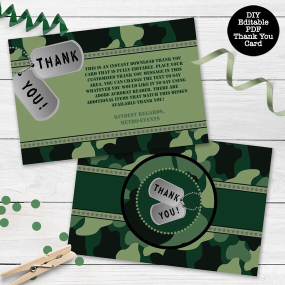 Camo Thank You Cards, Thank You Card, Military Thank You Cards, Army Thank You Cards Il_570xn