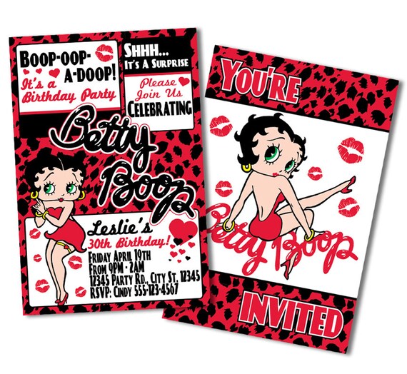 Items Similar To Betty Boop Birthday Invitations Adult Birthday