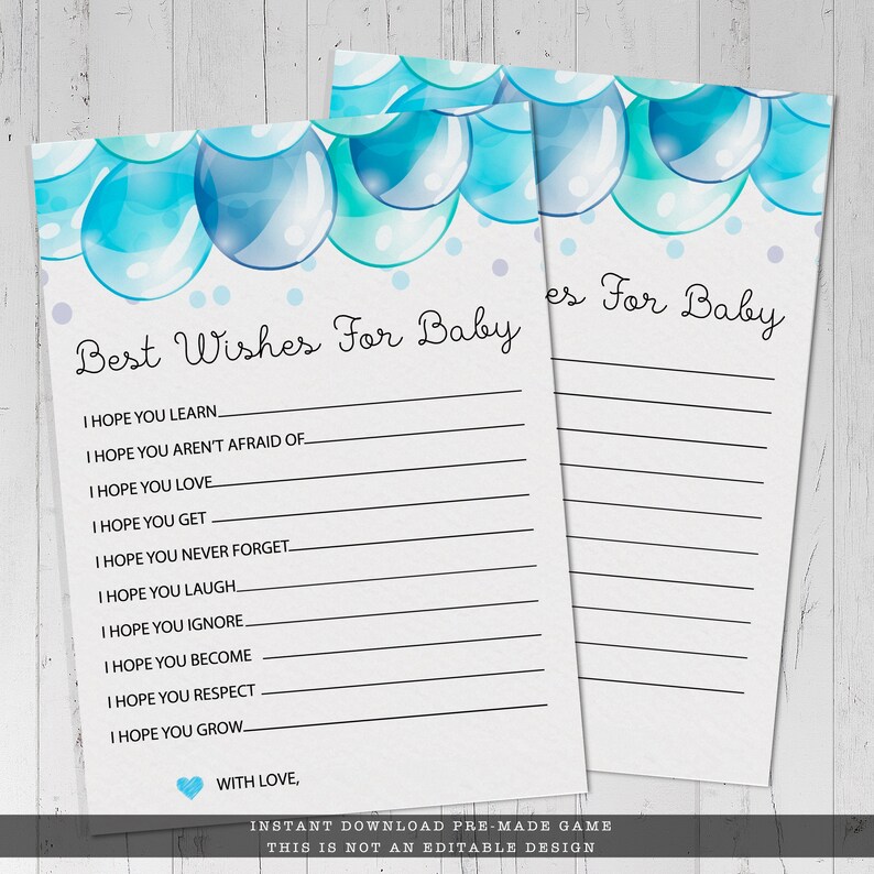 Balloon Baby Shower Game Best Wishes for Baby Instant Etsy