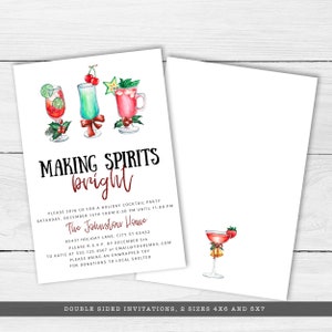 Christmas Cocktail Invitations, Christmas Invitation, Editable Invitation, Making Spirits Bright, Printable Invitation, Holiday Invitation image 3