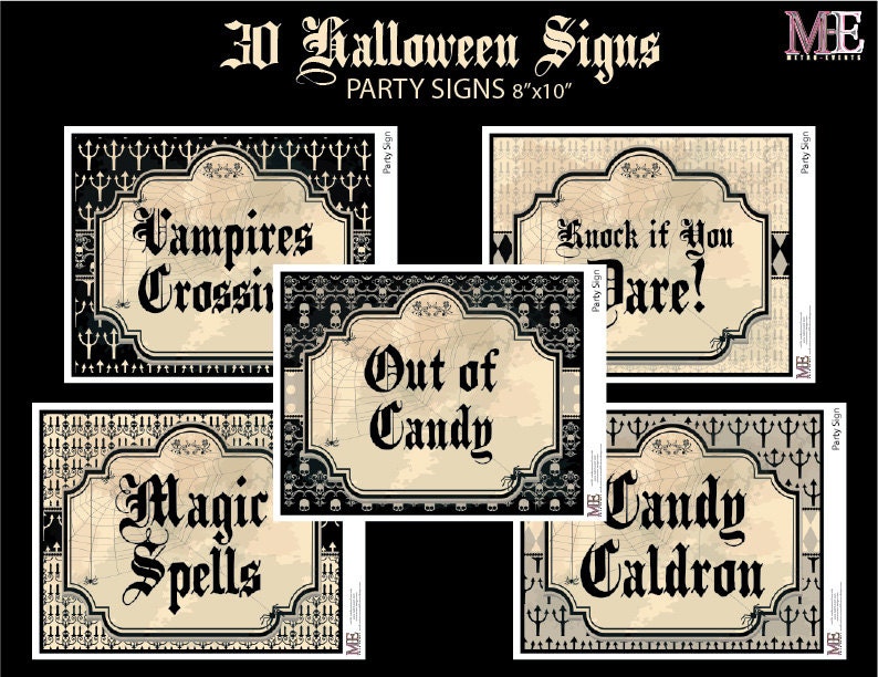 Halloween Signs, Halloween Party Signs, Classroom Signs, Party Signs, Halloween Decorations, Halloween Signs, Printable Party Signs image 3