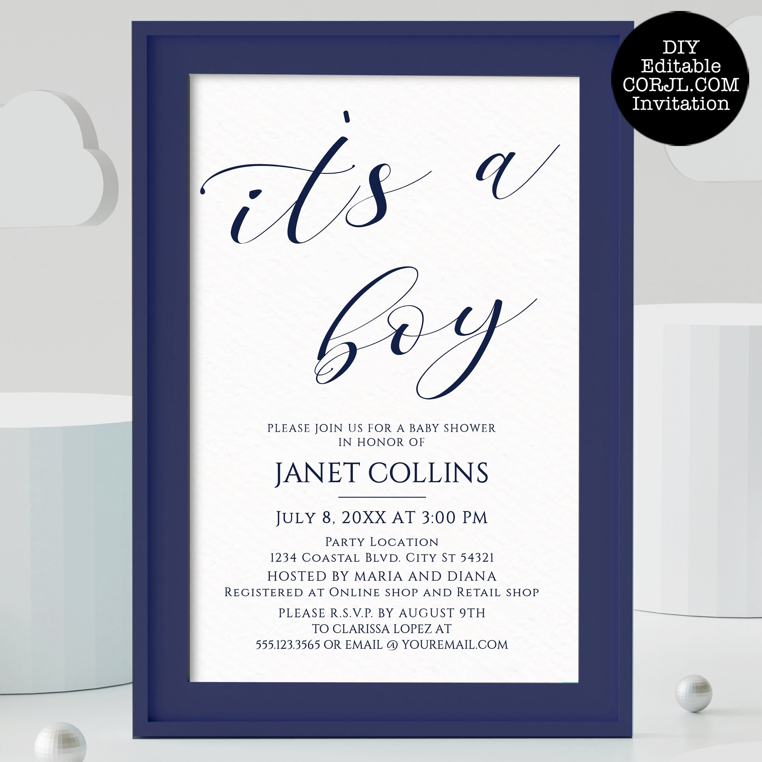 It's A Boy Baby Shower Invitations Nautical Baby Shower | Etsy