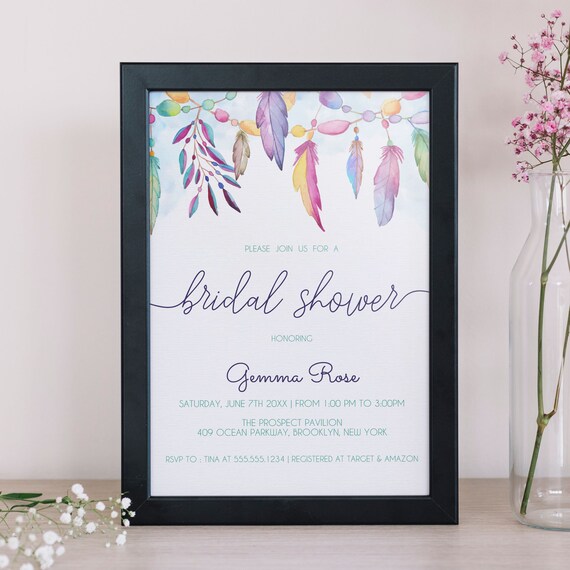 bohemian bridal shower invitations