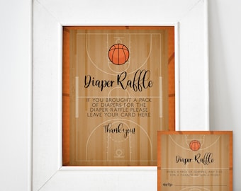 Bordje basketbal luierloterij: babyshower, instant download (afdrukbaar)